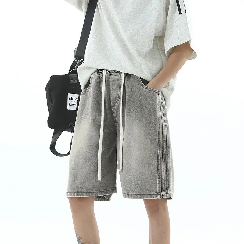 

2025 Spring New Drawstring Design Side Stripe Men's Shorts Casual Wear Elastic Waistband Comfortable Fit