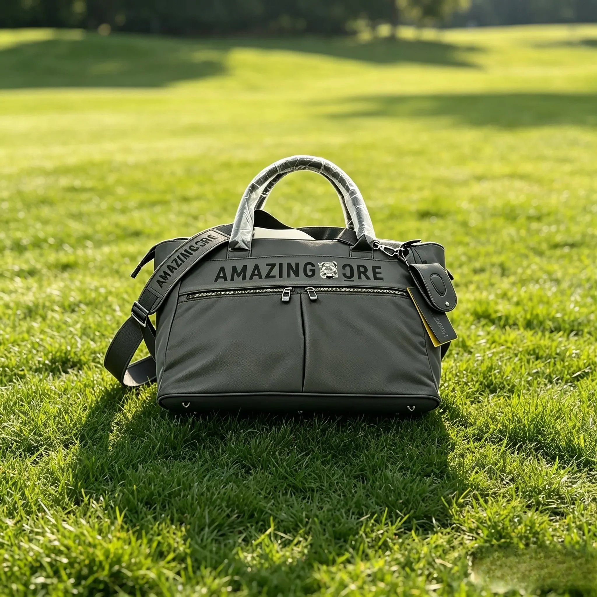 Korean Style Golf Handbag Crossbody Bag, Metal Skull Design Luxury Golf Storage Organizer Golf Accessories