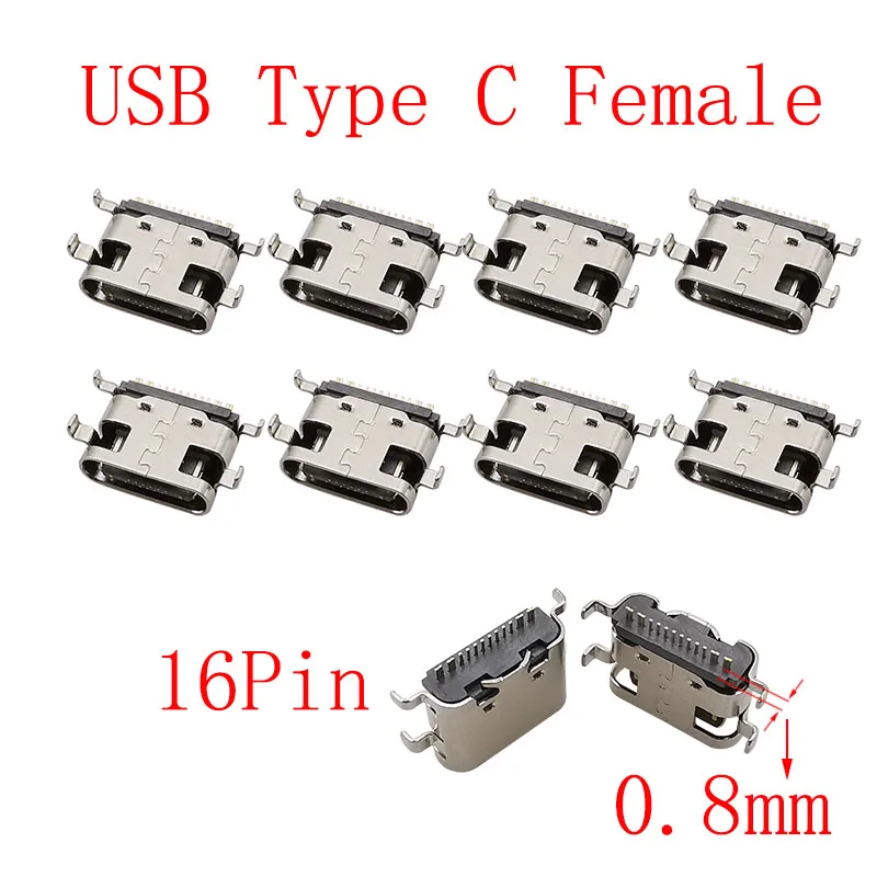 10Pcs USB Typ C 2/6/16/24 Pin Stecker Weibliche Jack Lade Port SMD SMT PCB Solder DIY Reparatur USB-C Typ-C Buchse Anschlüsse