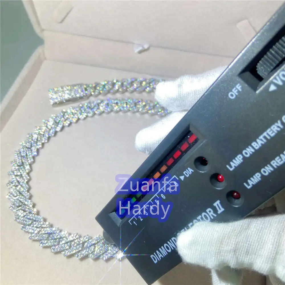 Luxury Miami Iced Out S925 Sterling Silver 13mm 18 20 22 24 Inches Moissanite Choker Cuban Link Chain Necklace for Men.