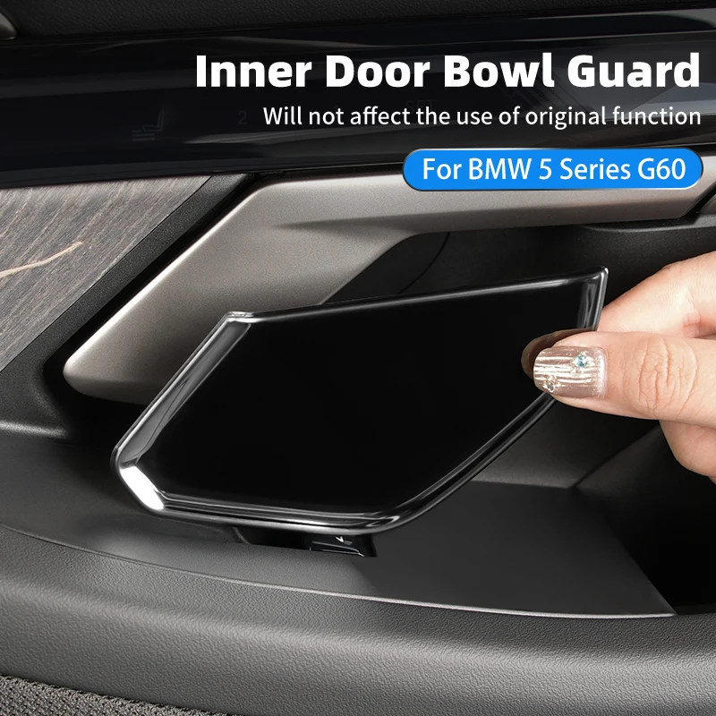 For BMW 5 Series G60 2024 4PCS Car Inner Door Bowl Stickers Stainless Steel Door Handle Decoration Trim Auto Styling Accessories