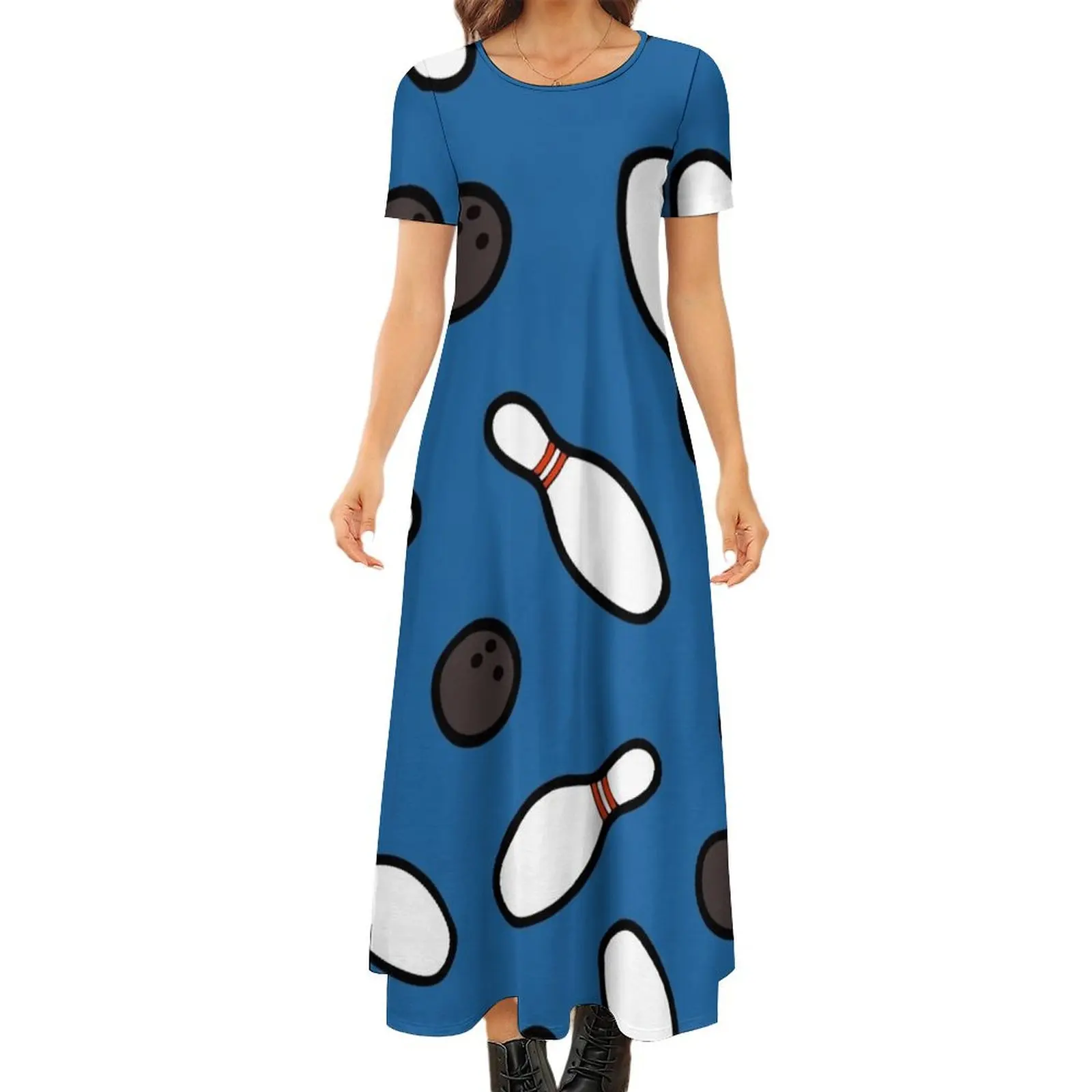 

Bowling for Pins Pattern Round Neck Short Sleeve Dress summer woman dress 2024 fairy dress