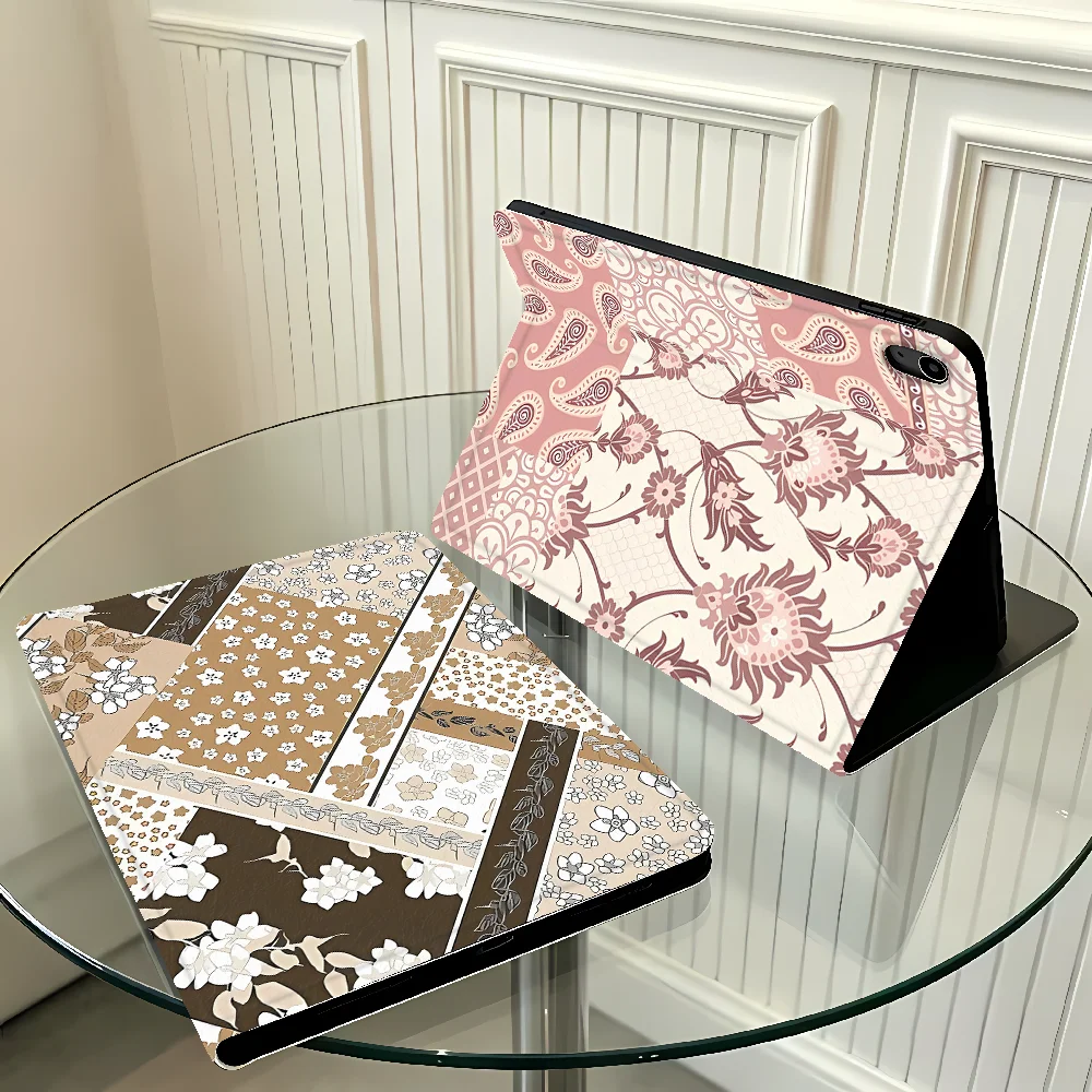 Floral Geometric Collage Print Case for Apple iPad Pro11 13 10th 7/8/9th Air 11 13 M4 M3 M2 A16 2026 with Pencil Slot Air