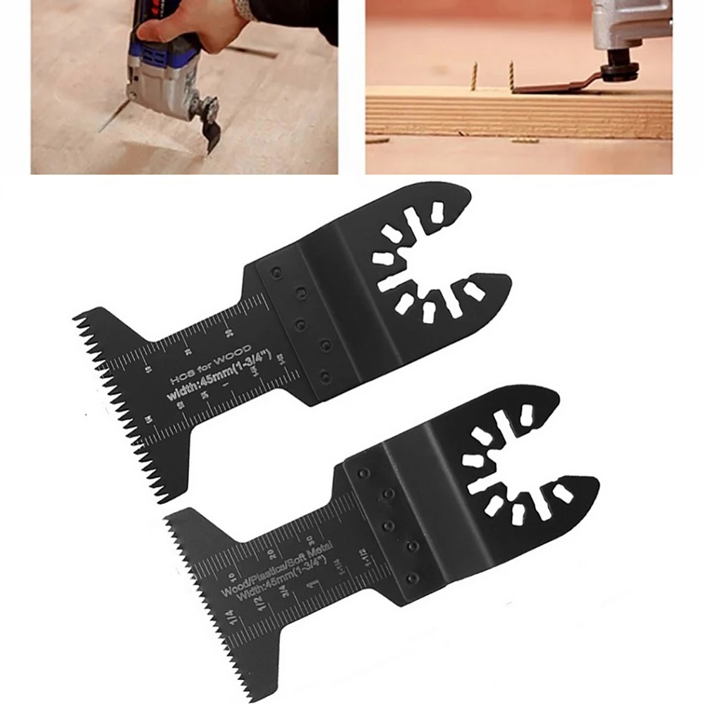 2pcs Multifunctional Straight Saw Blades HCS 45mm Fine Coarse Tooth Woodworking Oscillating Multitool Renovator Power Cutting