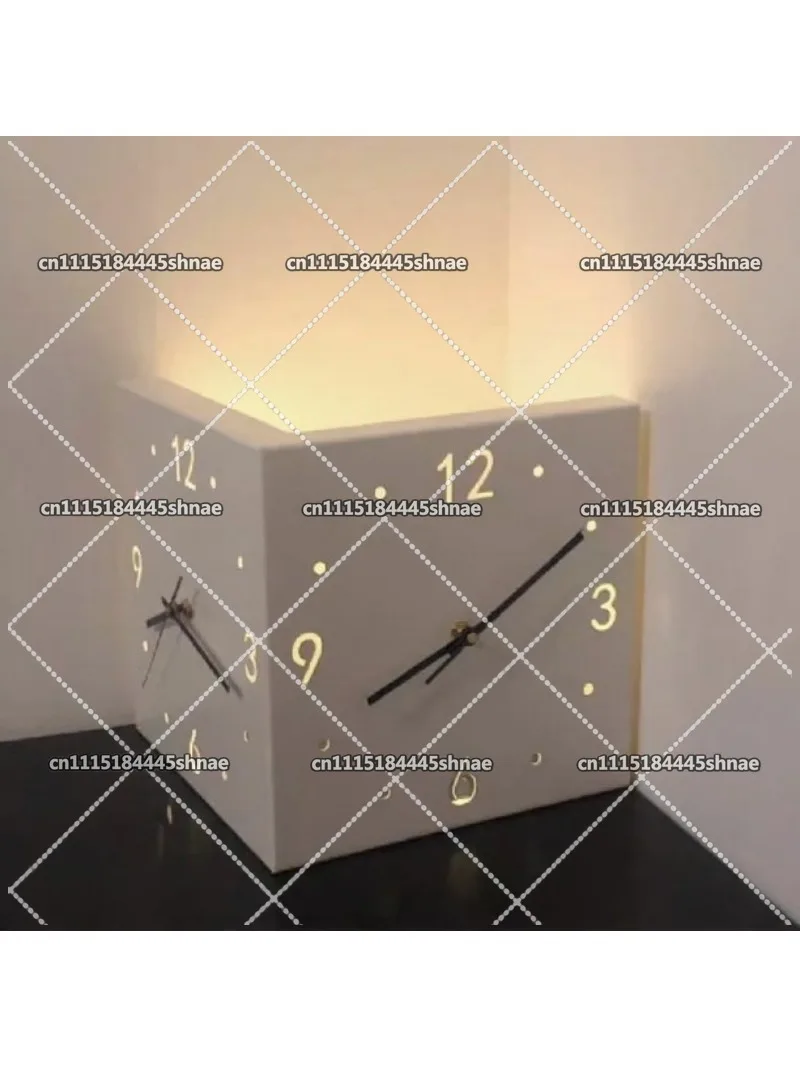 Double Sided Corner Wall Clock, Modern Minimalist No Punching Design for Living Room Corner Decoration