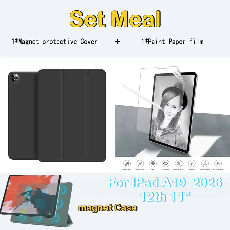 

Умный магнитный чехол Smart Folio для iPad 2026 A19 12-го поколения Pro Air 8 4/5 13 11 " M4 M5 A16 11-го 10-го поколения Mini 7 6 из полиуретана с мягкой пленкой