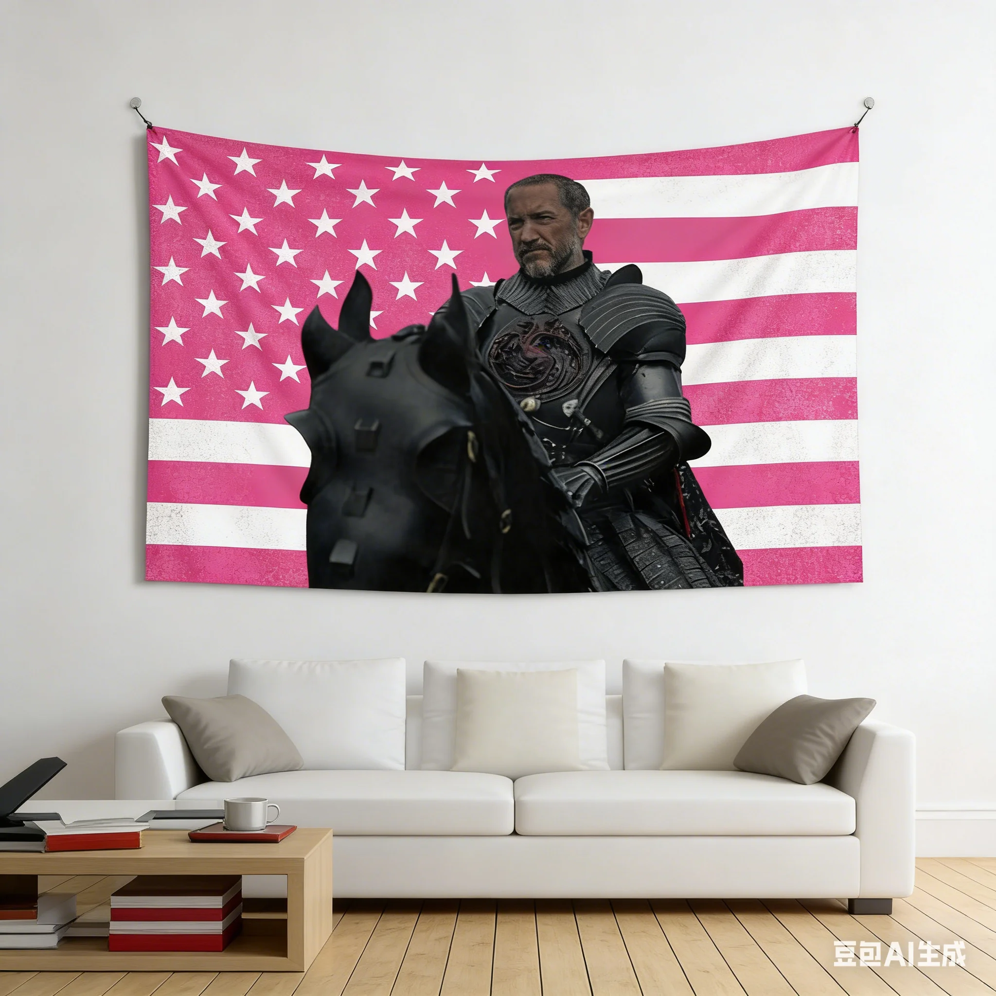 Baelor Targaryen Tapestry Multiple Sizes HD Print Bertie Carvel House Dragon Pink Flag Soft Polyester Indoor Wall Decor Gift