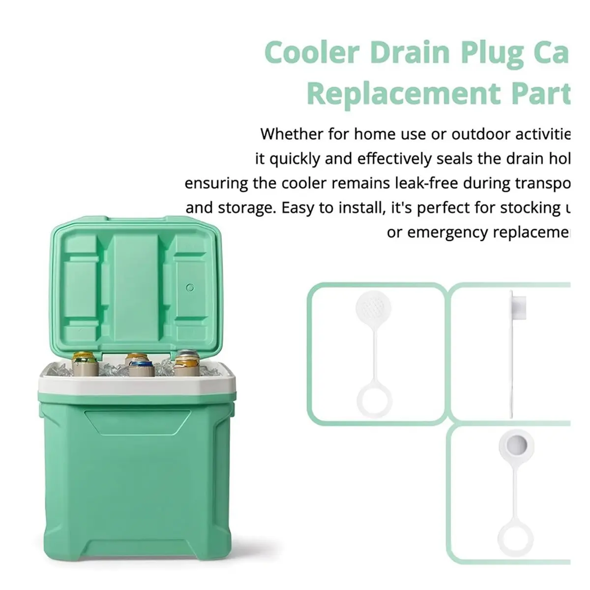 SSR 2 Pack Drain Plug Caps for Coolers for 25-70 QT Ice Chest Coolers, Triple-Snap Drain Plug Caps Replacement Parts