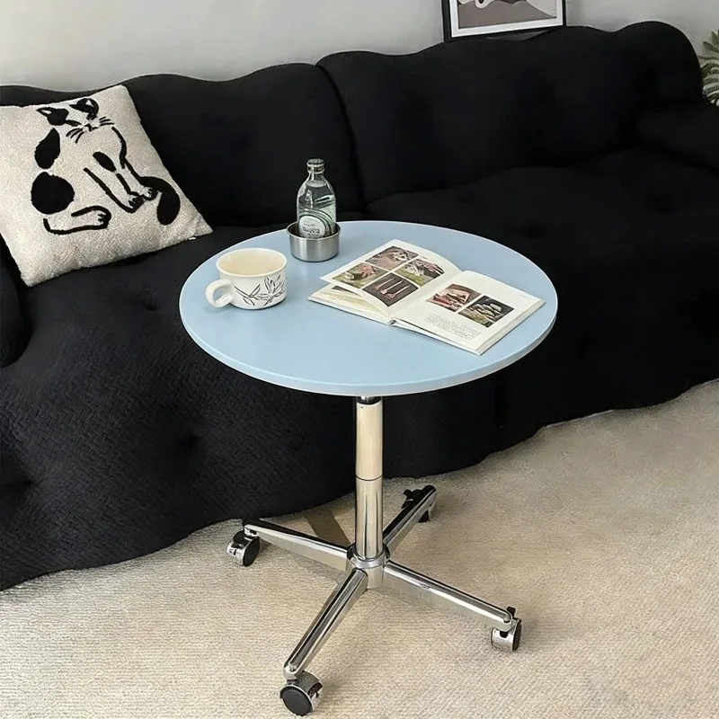 Modern Mobile Coffee Table Height Adjustment Side Tables Minimalist Round Sofa Table Luxury Living Room Small Auxiliary Tables
