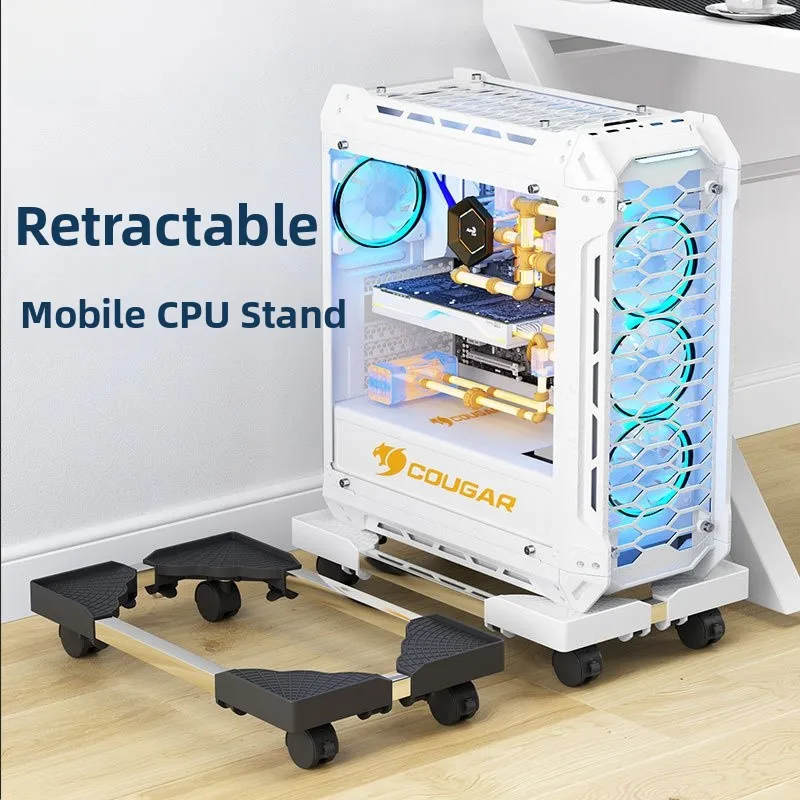 adjustable-height-computer-mainframe-bracket-office-desktop-stand-mobile-wheel-computer-case-base-home-office-computer-riser