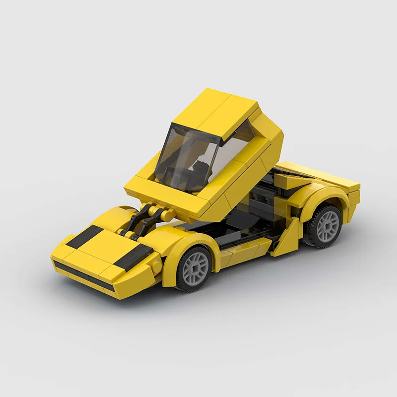 Yellow sports car equipment car moc compatible Lego small particles children's toys building block educational toys wholesale