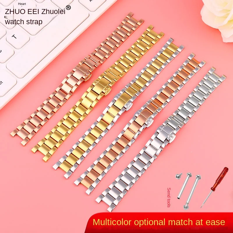 Notch Stainless steel Strap for Rossini GC Watch Women\'s Belt Rose gold WatchBand Bracelet 16*8mm 18*10mm 20*11mm Send screws