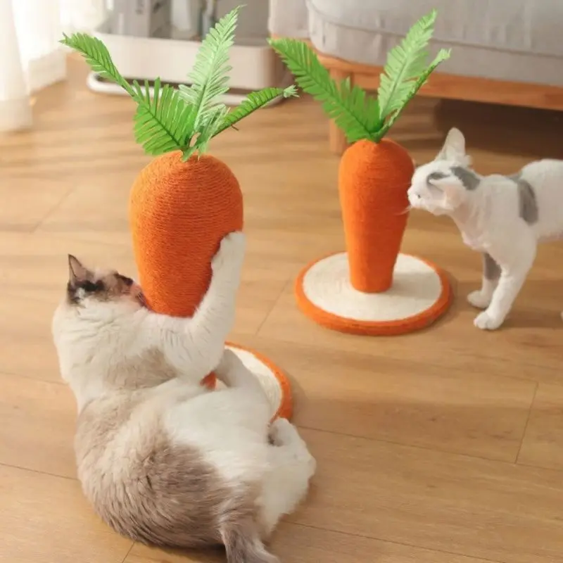 Funny Carrot Shaped Cat Scratching Post Durable Sisal Rope Posts for Cats Kitten Scratching Board Cat Supplies Cat Grab Column