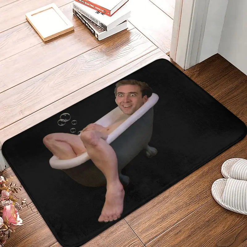 Nicholas Cage Taking A Bath Doormat Anti-Slip Kitchen Bath Mat Toilet Door Floor Entrance Carpet Rug