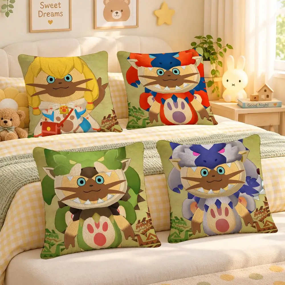 Game Monster Hunter Rpg Quest Cushion Cover Personalized Soft Plush Pillow Living Room Home Sofa Bedroom Office Car Cushion
