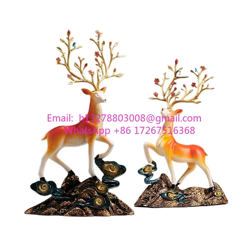 

Light luxury high-end sika deer home living room TV cabinet handicraft elk