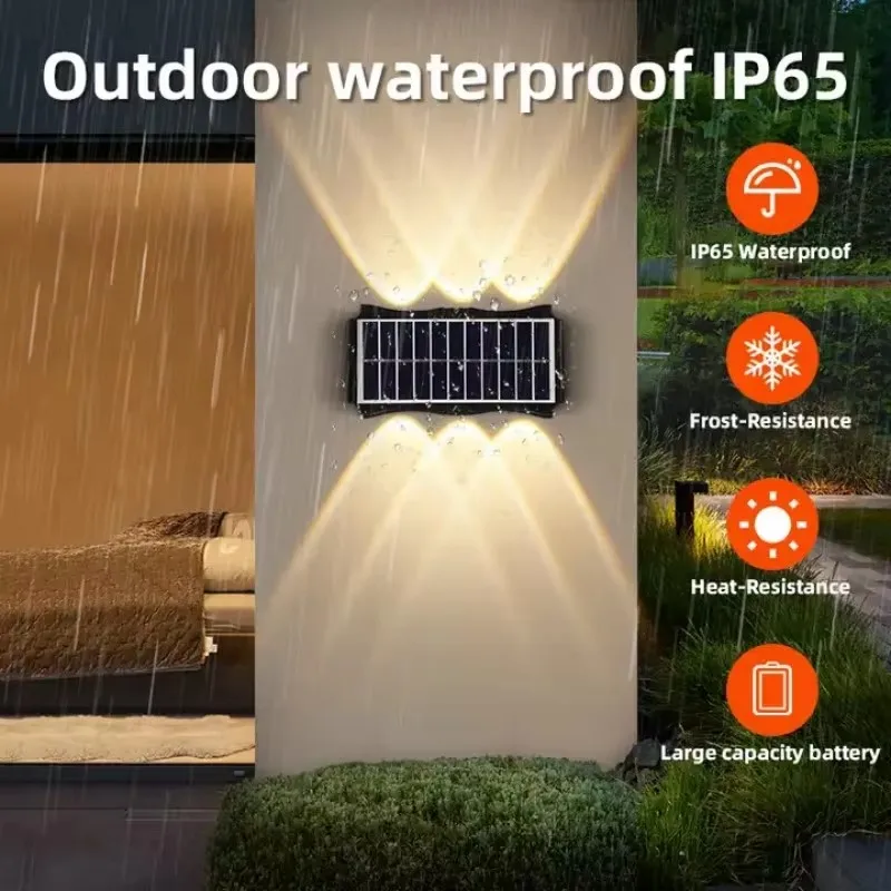 Solar Wall Lamp Outdoor Solar LED Light Waterproof Up And Down Luminous Lighting Balcony Yard Garden Decoration Lights