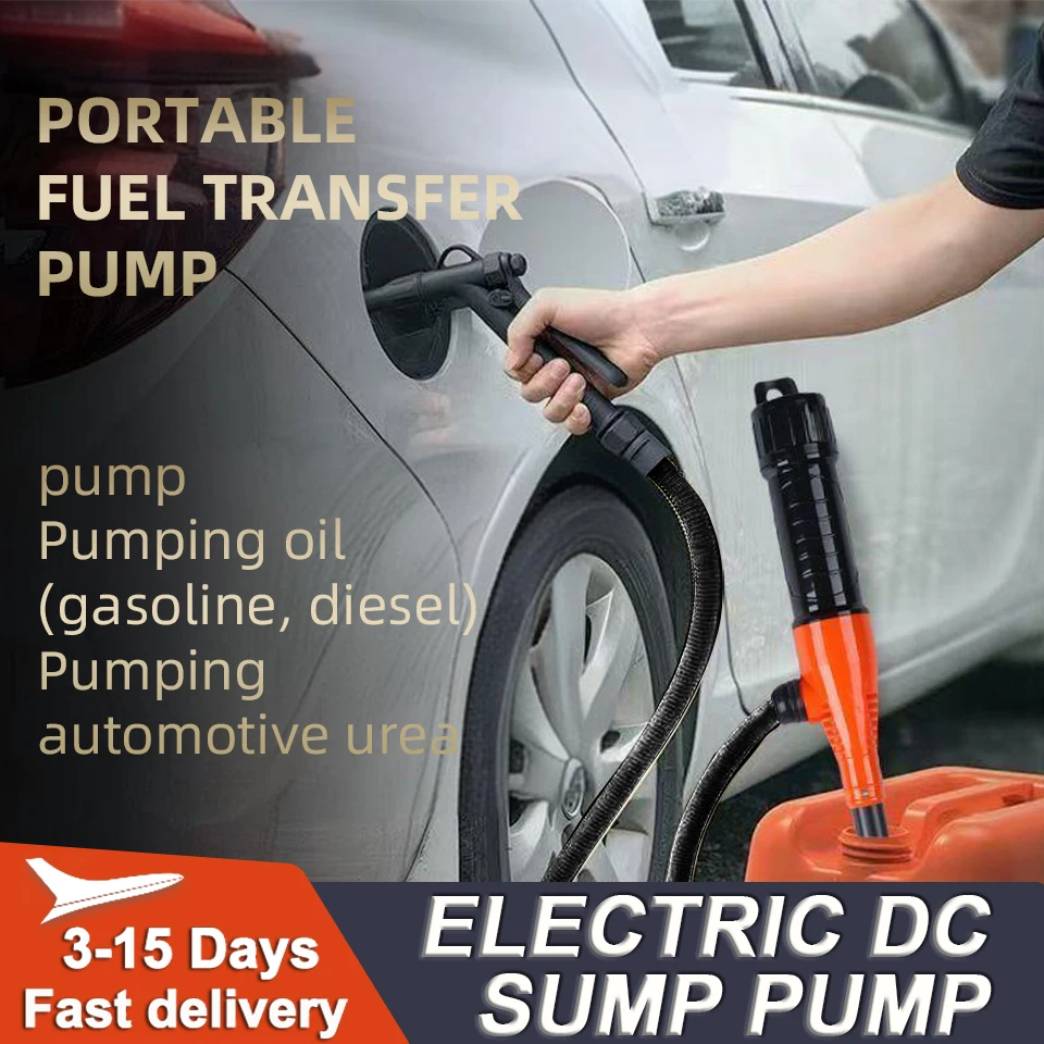 Bomba elétrica de transferência de óleo/combustível, 12v, portátil, bomba de sifão líquido alimentada por bateria para carros, caminhões, gás, água com mangueira