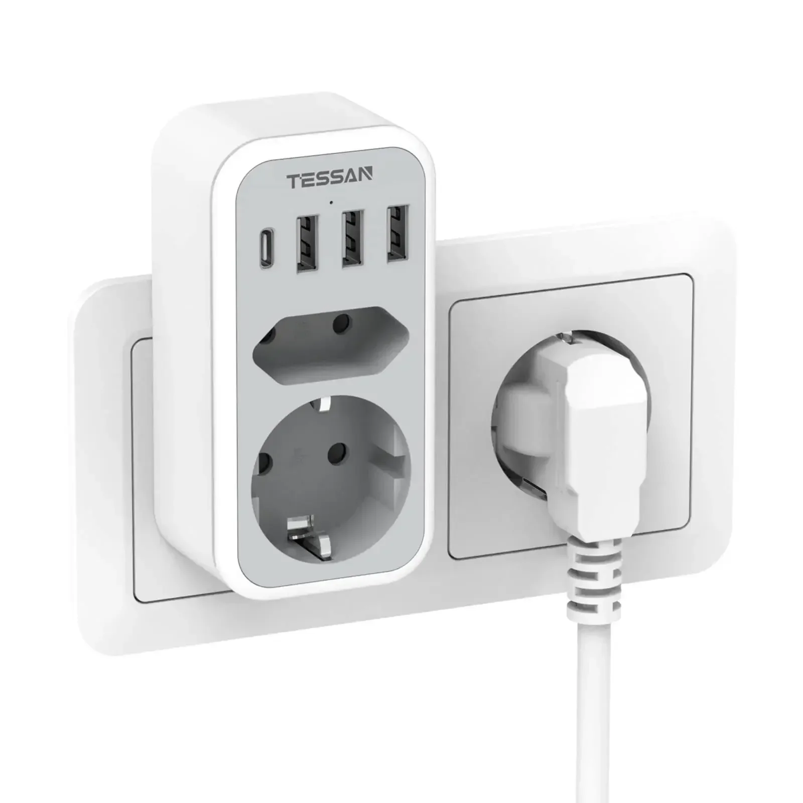 TESSAN Multi-uitgangen stopcontactdoos met USB-poorten EU KR Meerdere stopcontacten voedingsadapter met overbelastingsbeveiliging voor thuis