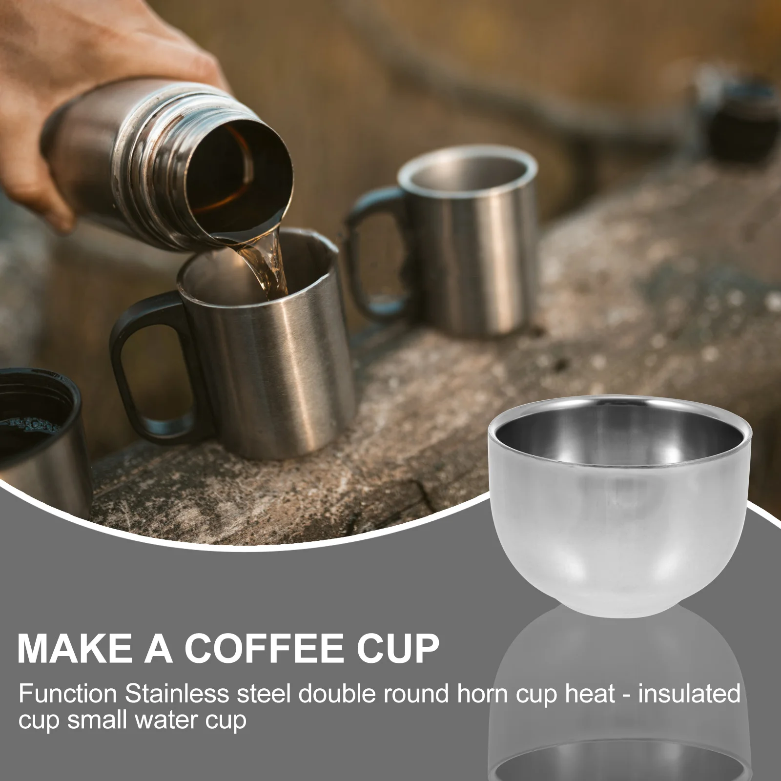 

Double Layer Stainless Steel Wine Cup Portable Beverage Holder Kitchen Gadget Home Office Restaurant Use Rustproof Cup