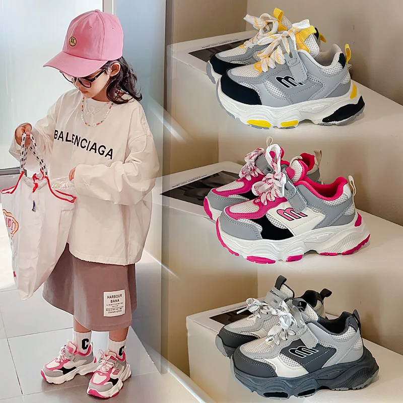 Children\'s Breathable Mesh Sneakers 2024 New Boy Daddy Shoes Girl Baby Soft Soled Toddler Shoes