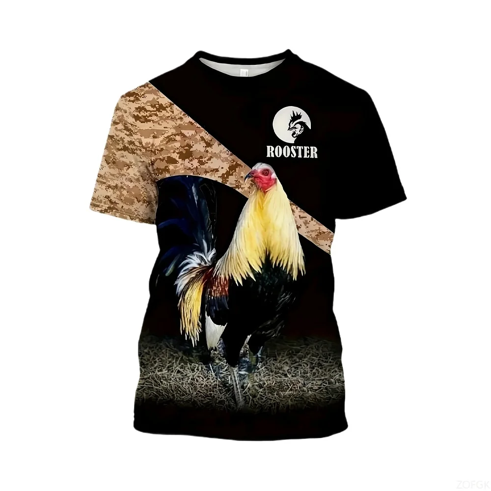 Roosters Print Clothes Men Graphic T shirts Men 3D Print T-shirt Short Sleeve Tee Roosters Shirts Graphic Tee Oversized T-shirt