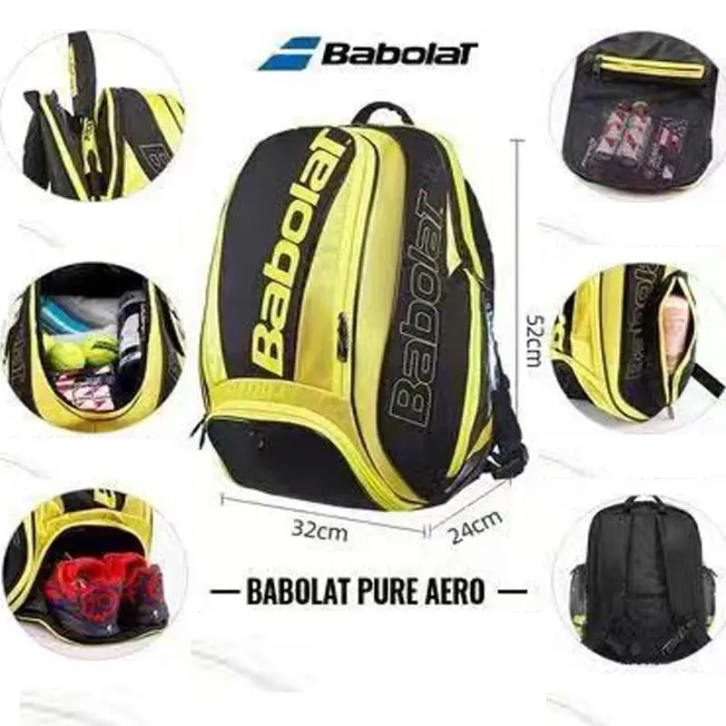 حقيبة مضرب تنس BABOLAT نقية AERO ، سعة كبيرة ، اسكواش للبالغين ، حقيبة ظهر تنس الريشة على الكتف ، أصلية ، عبوة 2