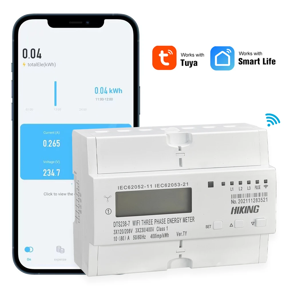 Tuya Three-phase 80A Electricity Meter with LCD display, Smart life application ,Energy Consumption and Remote Switch on/off