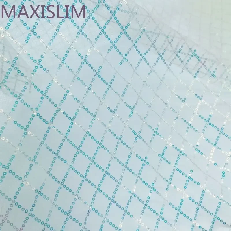 1Yard 3yards 5Yards 3MM Diamond Fancy Sequins Nylon Mesh Fabric Stage Decoration Wedding Dress Fabric Shooting Props Wide:125CM