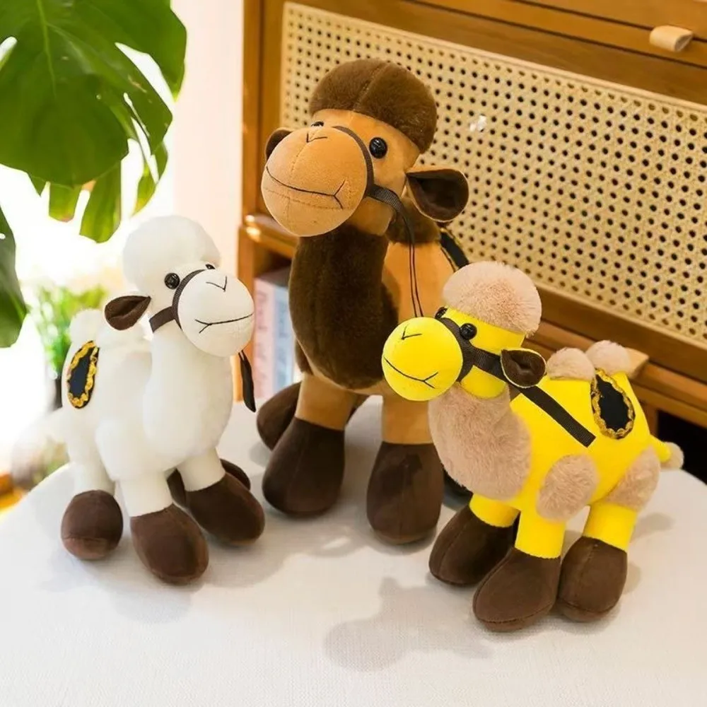 Juguete de Peluche Suave de 30 cm, Camello con Silla de Montar y Doble Cumbre, Simulación de Animal de Peluche, Juguete de Viaje Suave para Niños