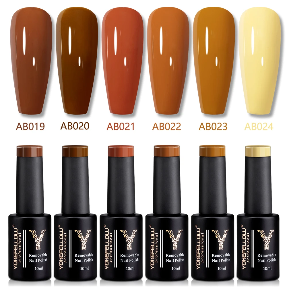 

YOKEFELLOW Gel Nail Polish Set Brown 6Pcs 10ML Semi permanent Gel Varnishes Rich Pigment Low Odor for Professional Manicure Kit