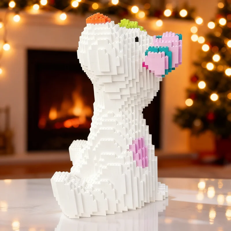 

4187pcs MOC Snowdog Sculptures Model Building Blocks Creative DIY Gift Display Decor Assemble Premium Adult Kids Desk Home Toy