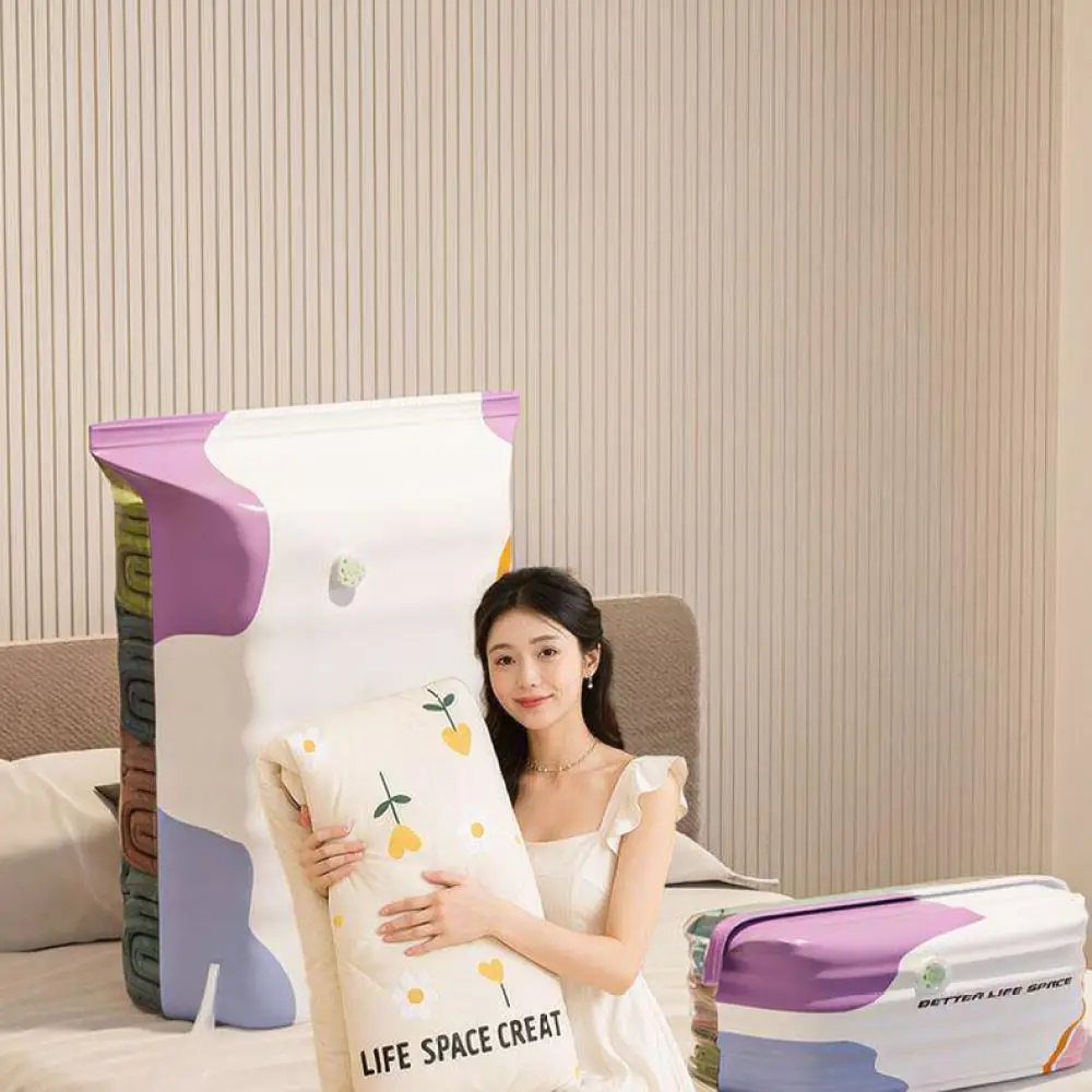 Vacuum Storage Bags For Clothes Space Saver Organizers Hand Press Air Exhaust Compression Cubes Seal Reusable Bedding Organizer