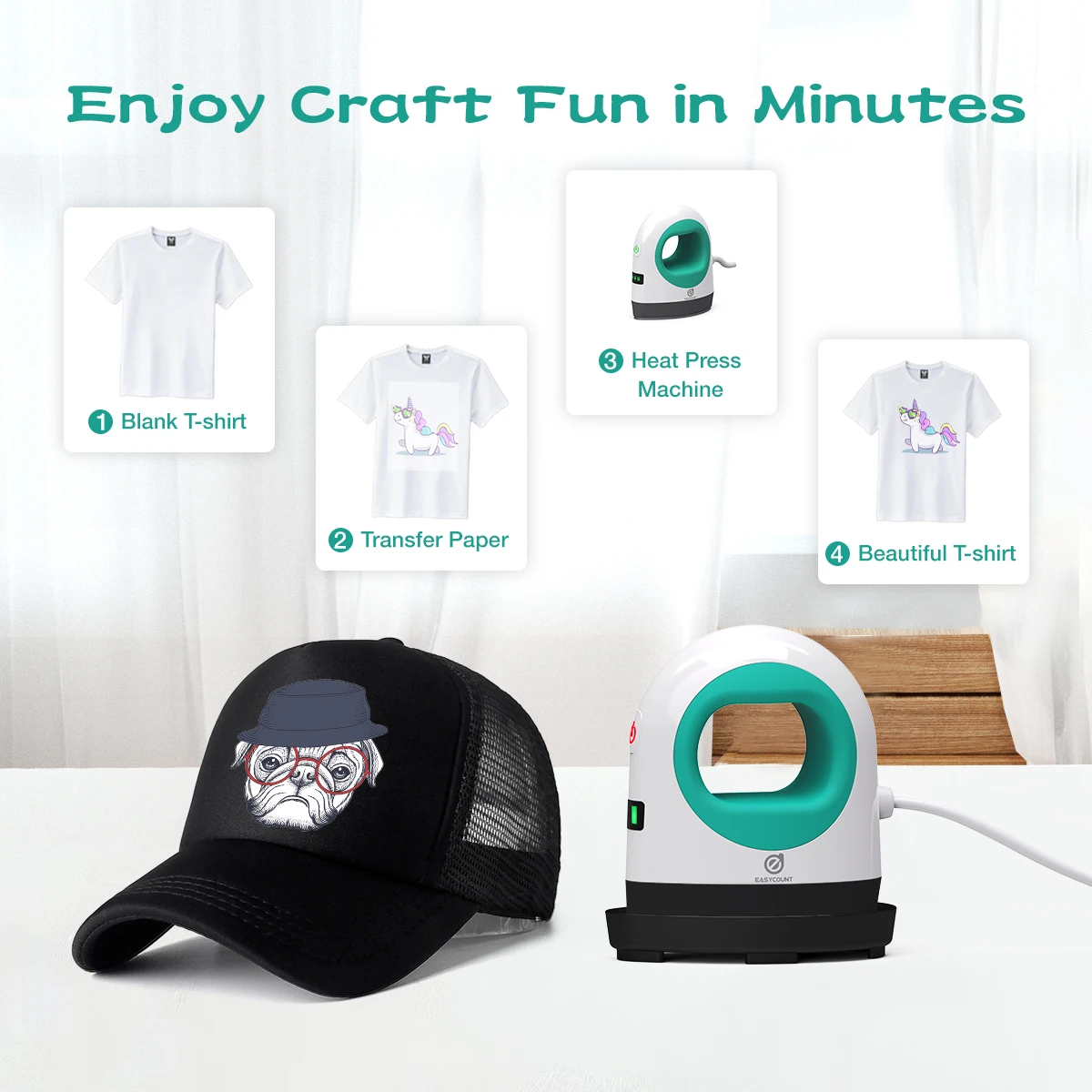 MiniB Heat Press Small Heat Press with 4.33'' *2.67'' Ceramic-Coated Heat Plate for Small Objects Like Shoes, Stuffed Animals, H