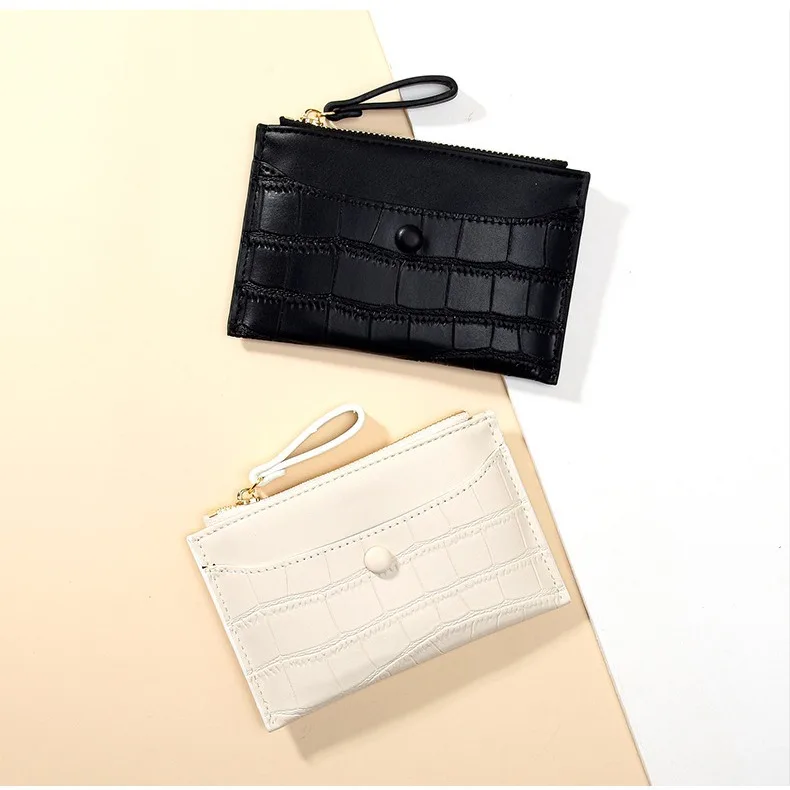 

Multi-card Slots Women Short Wallet Fashion Leather Solid Color Women Clutch Crocodile Print Waterproof Card Bag Women