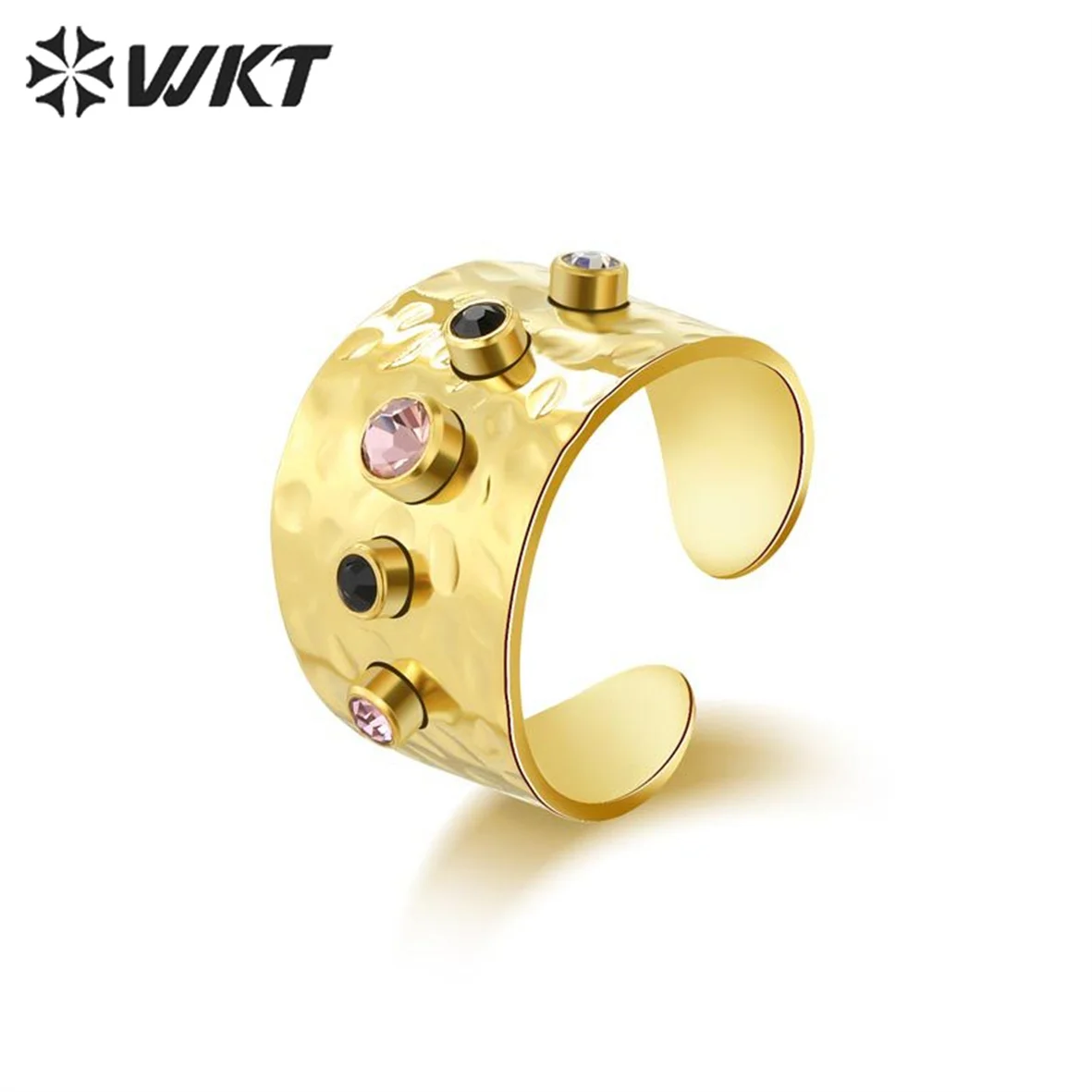 

WT-SSR008 WKT 2022 Lovely Ring Design Cubic Zircon Stainless Steel Nice Style Women Adjustable Trend INS