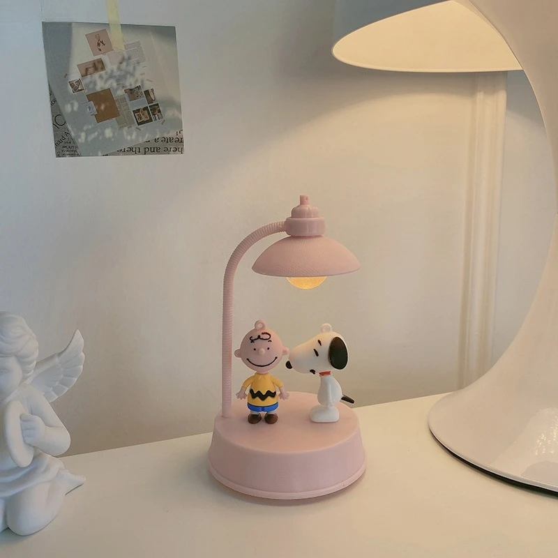 Snoopy Night Light Anime Desk Lamp Desktop Ornament Cartoon Kids Bedside Bedroom Table Lights Room Decoration Birthday Xmas Gift