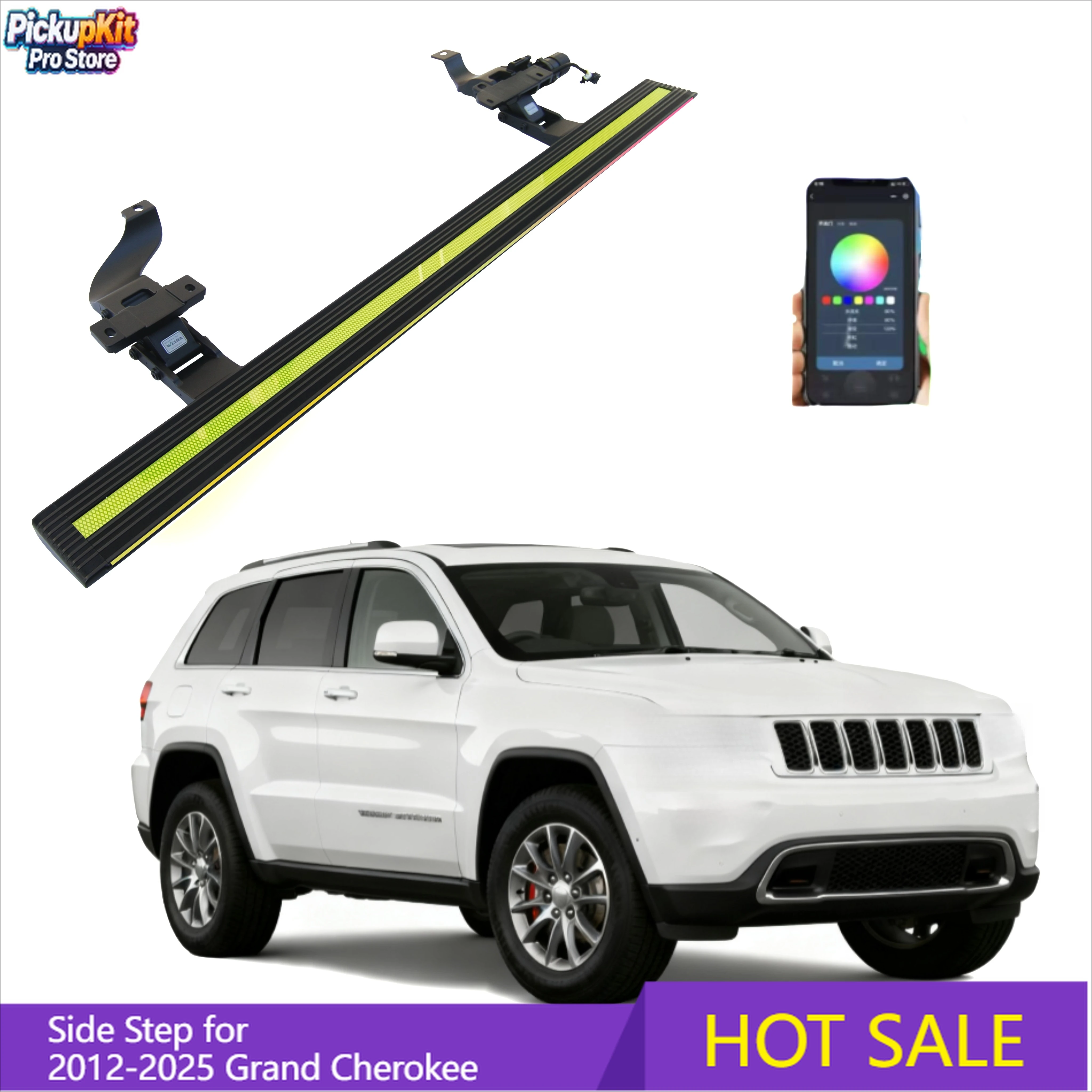 

Усиленные заводские алюминиевые электрические выдвижные подножки для Grand Cherokee 2012-2025