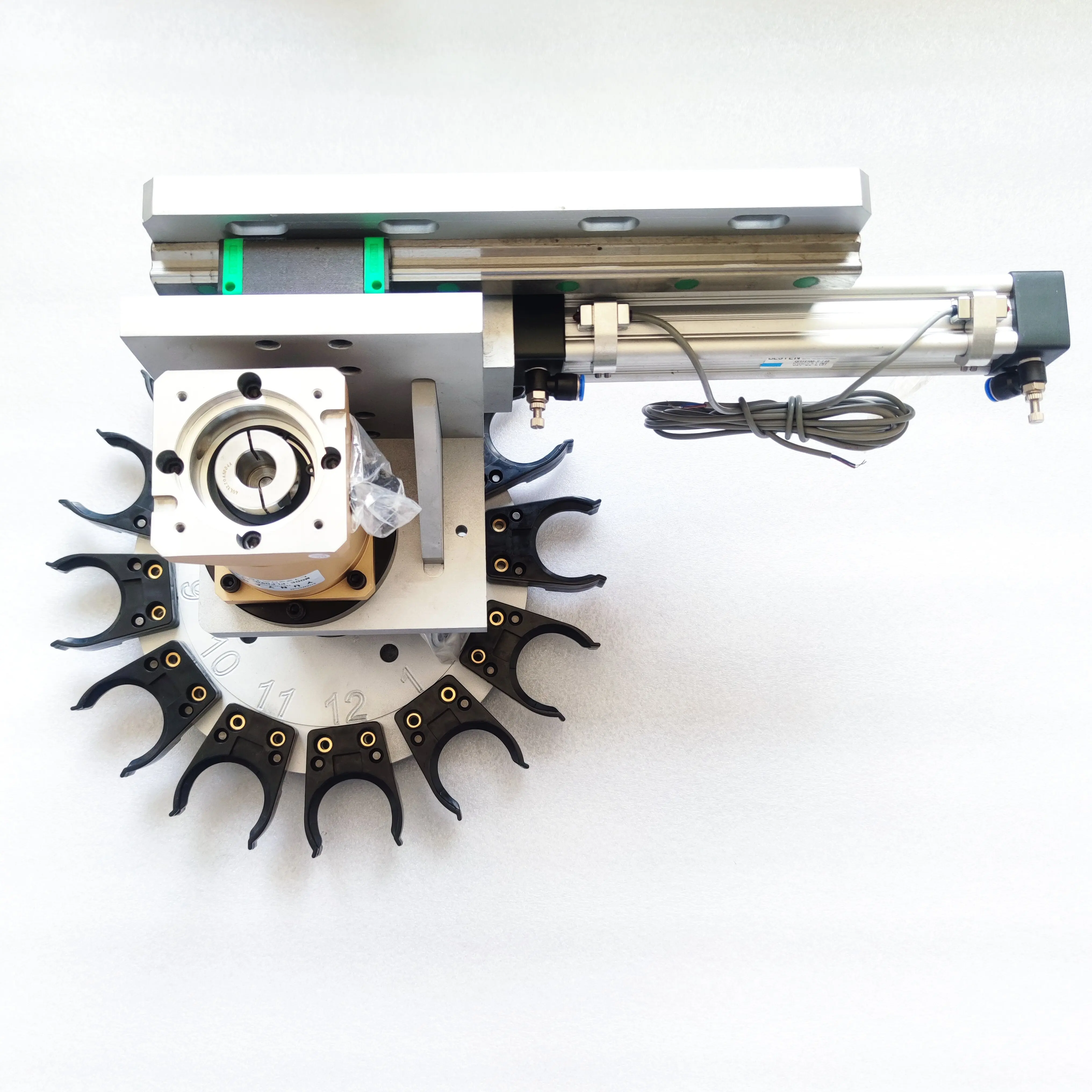 

Cnc Iso20 Iso30 Bt30 Bt40 Gripper Clamping Rotary Magazine Automatic Umbrella Tool Changer with air Cylind for ATC Spindle