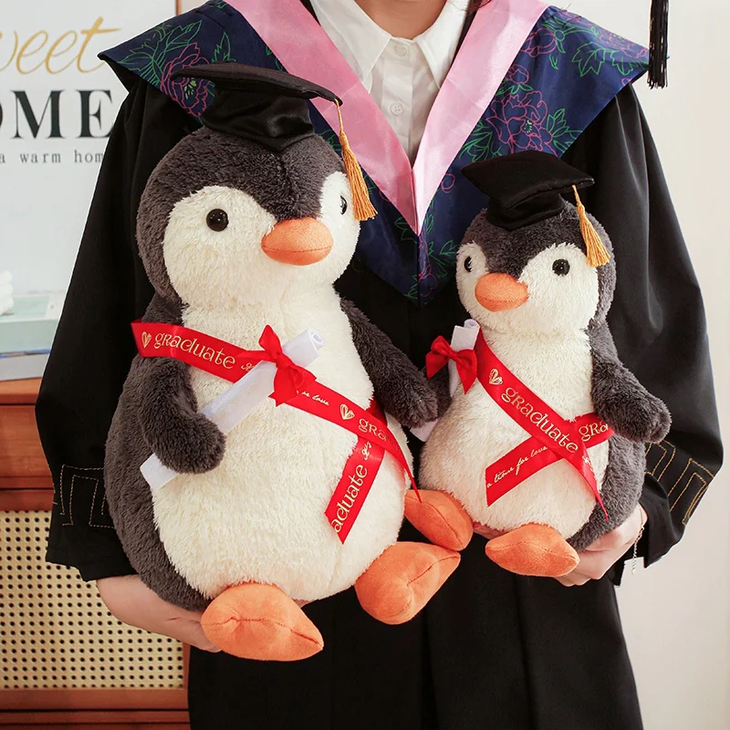 12-46 cm Carino Laureato Dr. Pinguino Peluche Animali di Peluche Del Fumetto Pinguino Peluche Bambole Regali di Laurea per le Ragazze HomeDecor