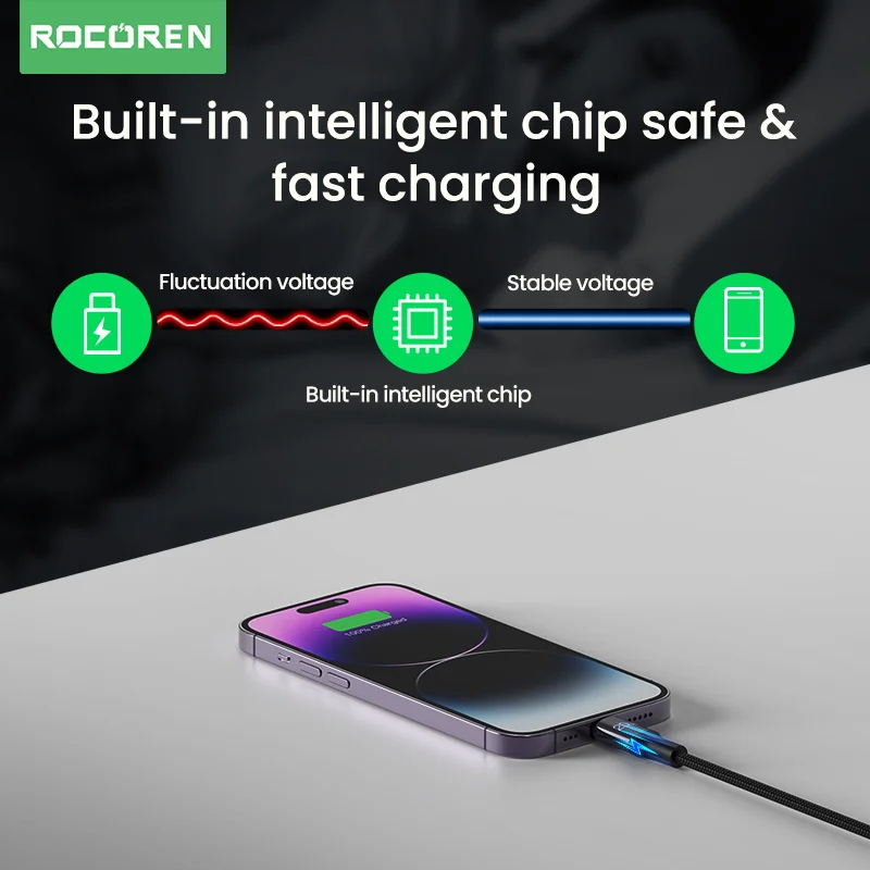 كابل شحن سريع من نوع C من Rocoren ، سلك سلك بيانات ، شاحن لهاتف iPhone 14 Pro Max ، 13 ، 12 ، X ، XS ، XR ، 8 ، 6s ، PD 20W