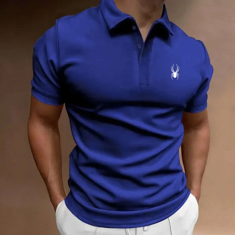 2024 Men New Summer Short Sleeve Casual Pure Color Lapel Polo Shirt with Pocket