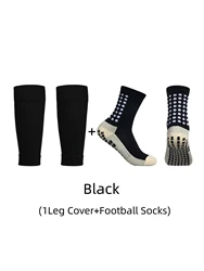 1 pair of combination classic glue point anti slip football socks and leg protection socks