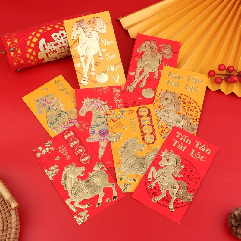 

6pcs 2026 Chinese New Year Red Envelopes Lunar New Year Lucky Money Bag For Spring Festival And Marriage