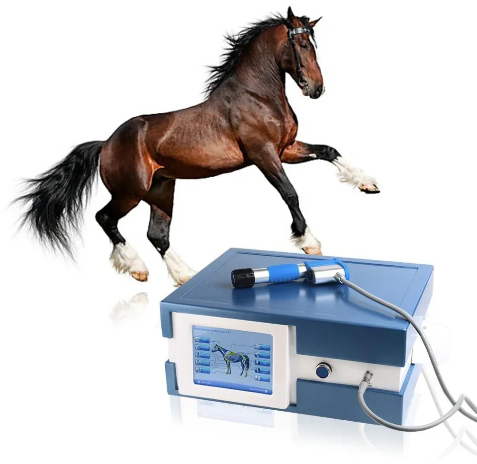 Máquina de terapia de ondas de choque ecuinas, máquina de terapia de ondas de choque para caballos, 8 bares, 21hz, 7 piezas, cabezales aplicadores de ondas de choque para animales