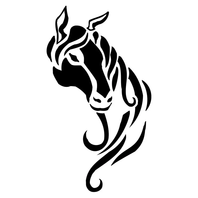 

Tribal Horse Head Applique High Quality Car Window Decoration Personality Pvc Waterproof Applique Black/white, 17cm*9cm