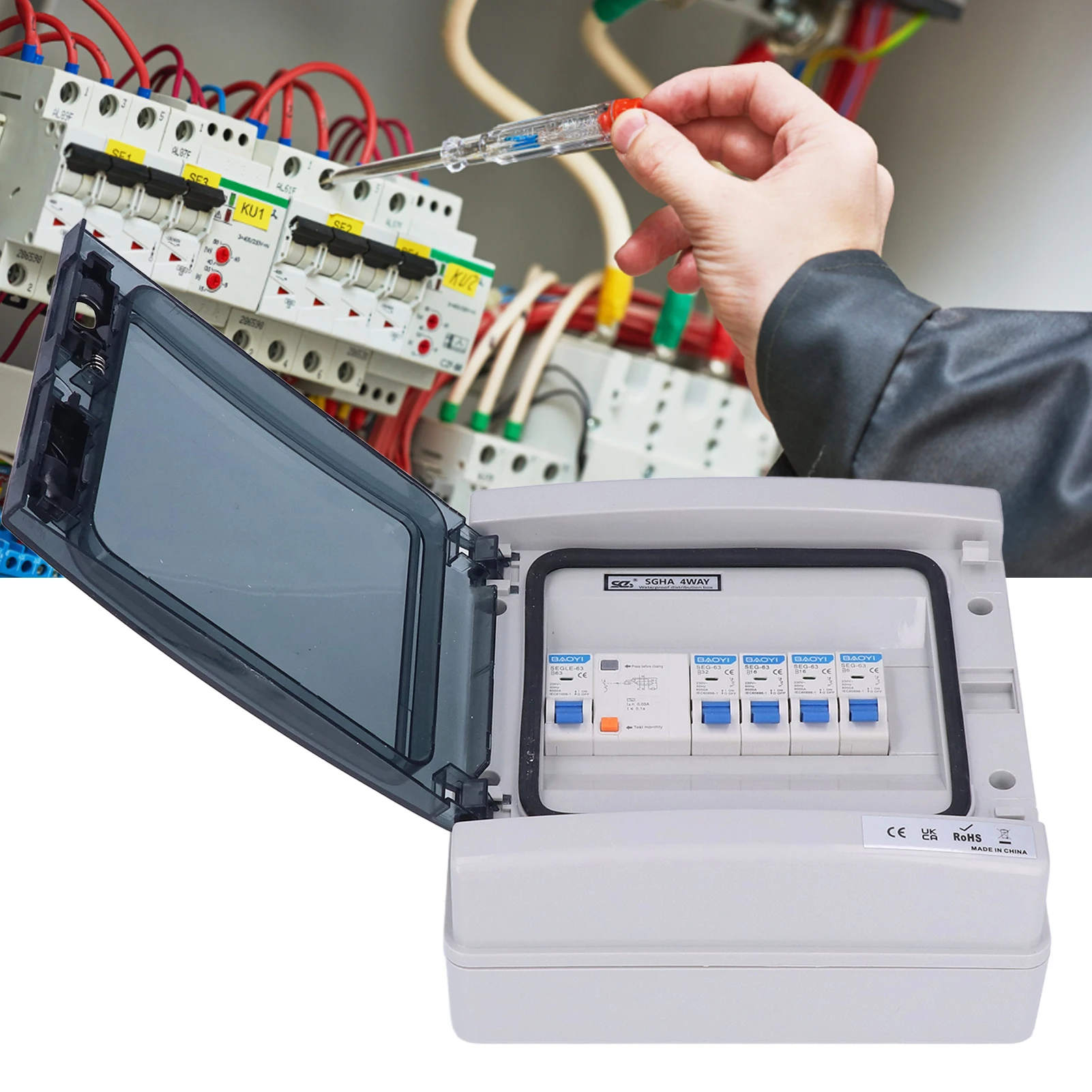 صندوق توزيع مقاوم للطقس مقاوم للماء أوروبي 4 قواطع دوائر MCB للقوافل 230 فولت صندوق توزيع مقاوم للطقس #2