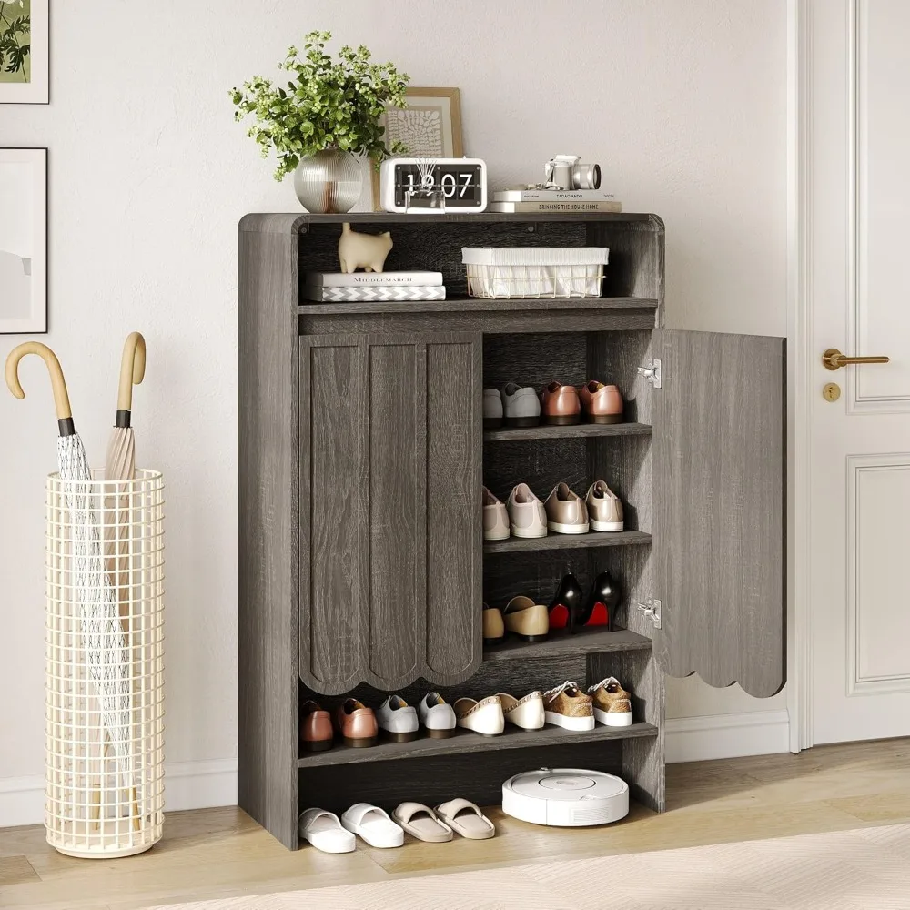 خزانة تخزين الأحذية ذات الرف القابل للتعديل مكونة من 5 طبقات، وضيقة قائمة بذاتها
