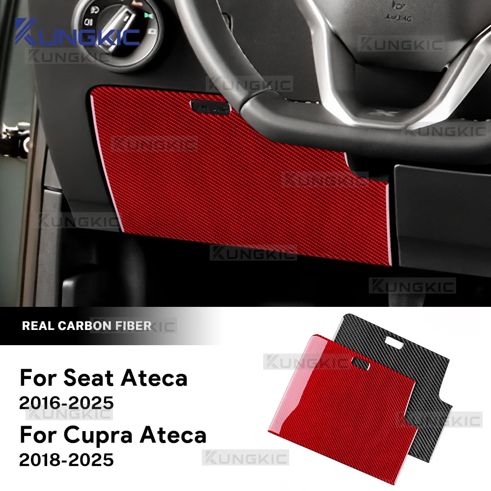 

For SEAT Ateca 5F 2016-2025 For Cupra Ateca 5F 2018-2025 Real Soft Carbon Fiber Sticker LHD RHD Car Driver Fuse Box Panel Trim