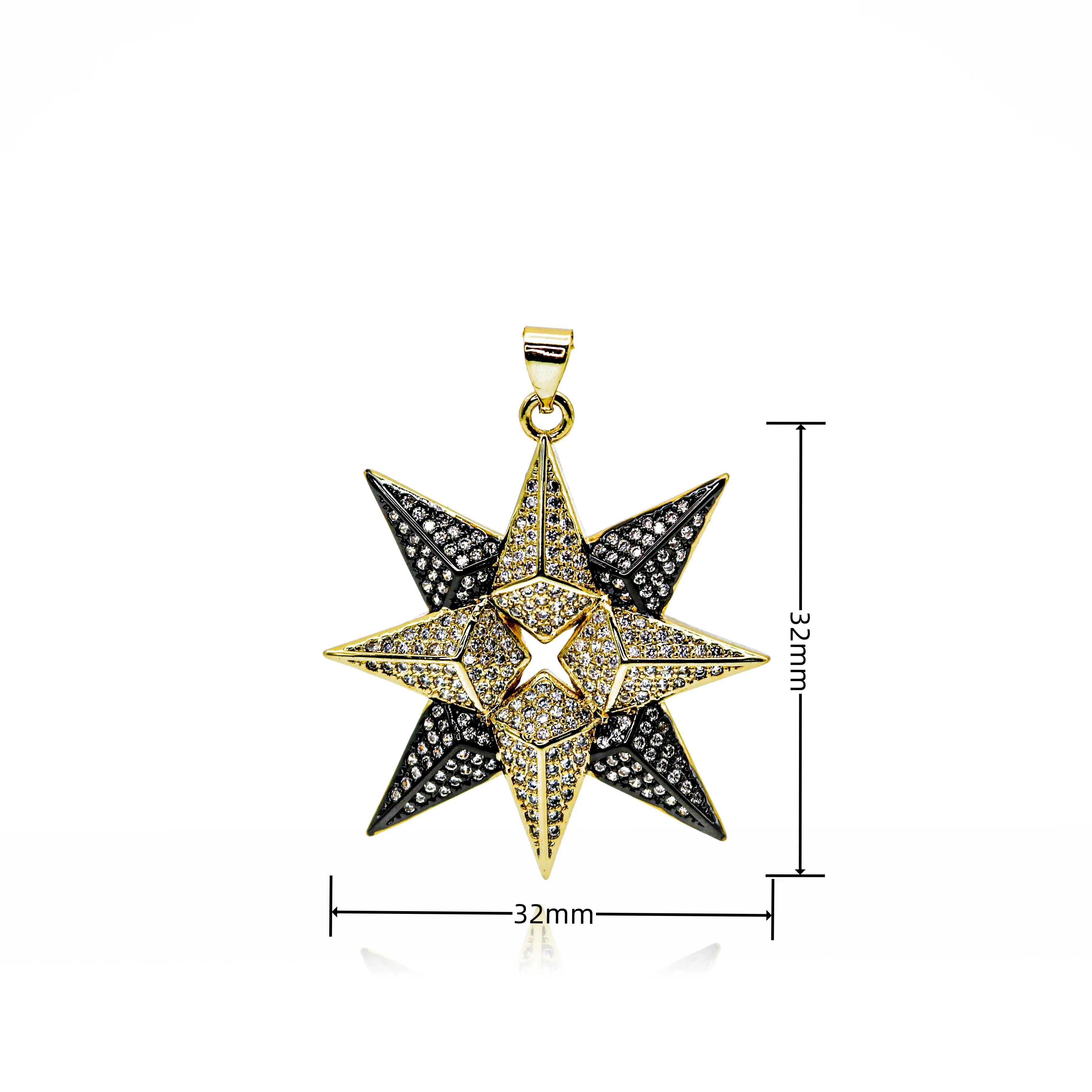 Gold Color Shining Star Charms for Necklace Bracelets Earrings CZ Paved Grey Sparking Sun Pendant DIY Jewelry Accessories Gifts